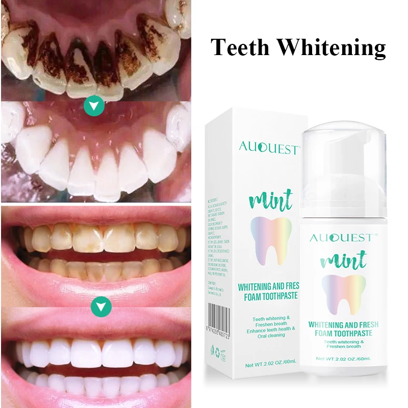 

Mint Mousse Foam Toothpaste Teeth Whitening Stain Removal Mouth Breathing Freshener Tooth Cleaning Care Toothpaste 60ml