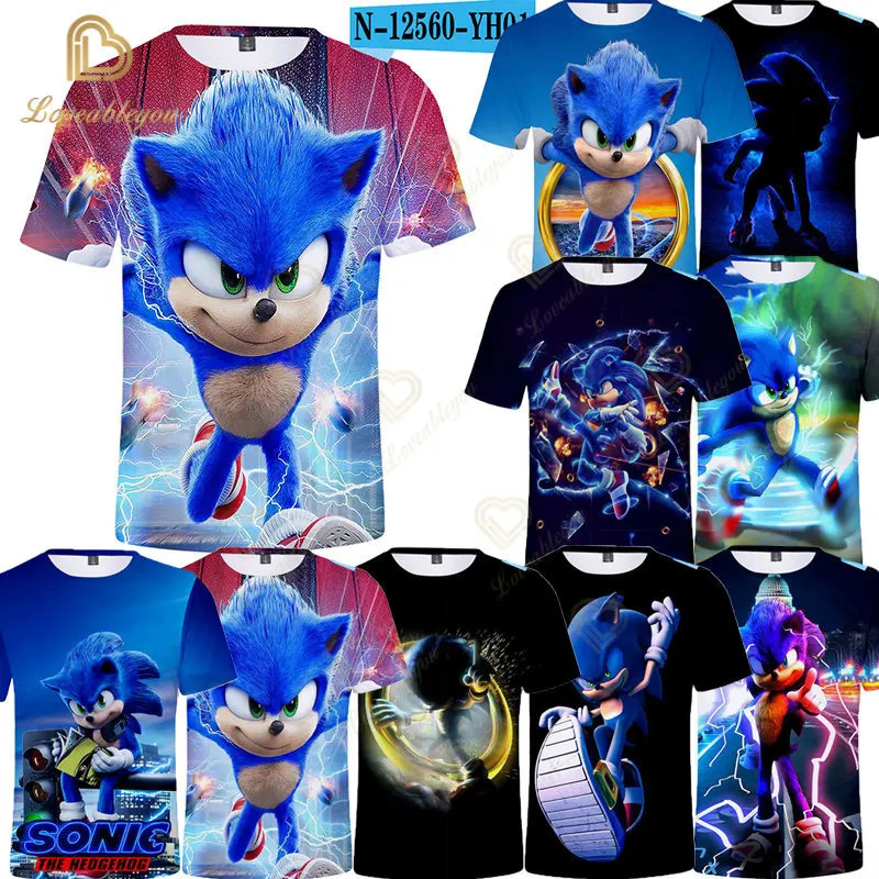 

2023 New Kids Cartoon Cute Clothes Summer Kids Boys T-shirt Printed Short Sleeve Baby Girls T-shirt Sonic Short Sleeve
