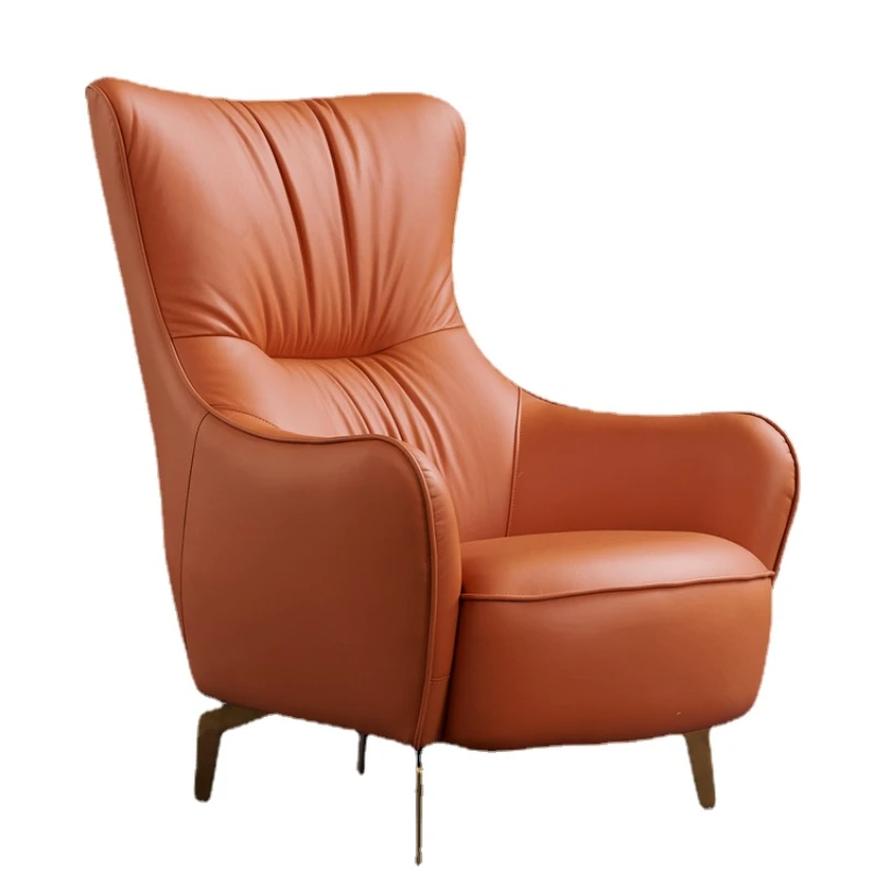 

TLL Single Leather Sofa Bedroom Lazy Sofa Simple Leather Chair