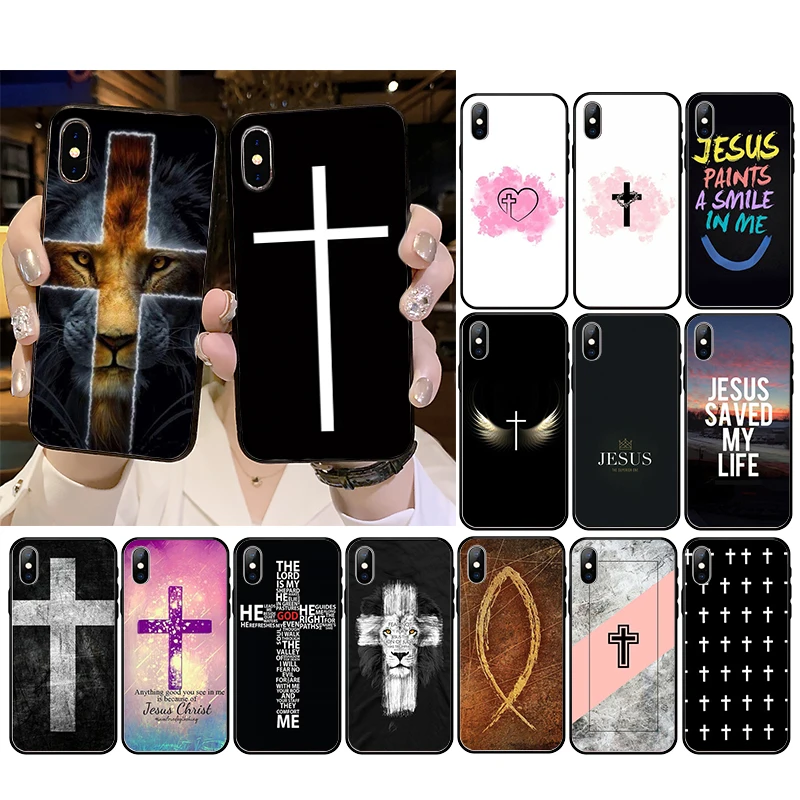

Jesus Christ Cross Lion Design Phone Case for iphone 14 13 12 11 Pro Max Case For iPhone XS MAX X XR SE2 8 7 Plus
