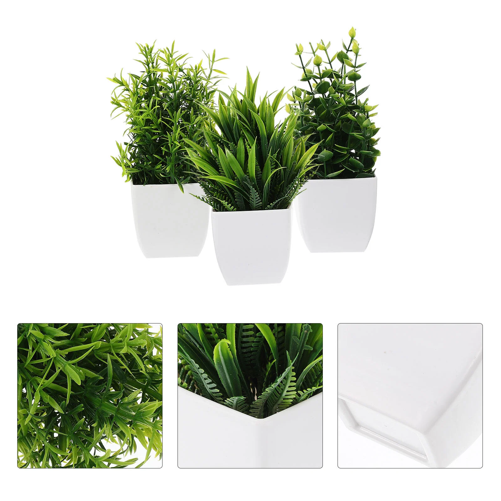 

3 Pcs Simulated Potted Bonsai Small Office Decor Fake Desk Artificial Plants Pp Home Faux Indoor Flowers