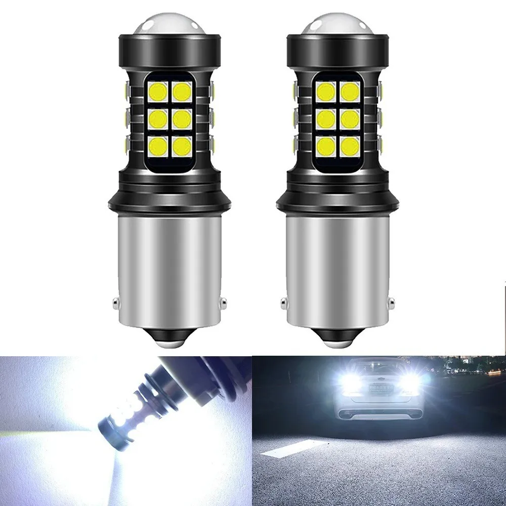 Фото Светодиодный фонарь заднего хода/стоп-сигнал для автомобиля 27SMD 3030 1156 1157 7443 7440 T15 12-24В №2