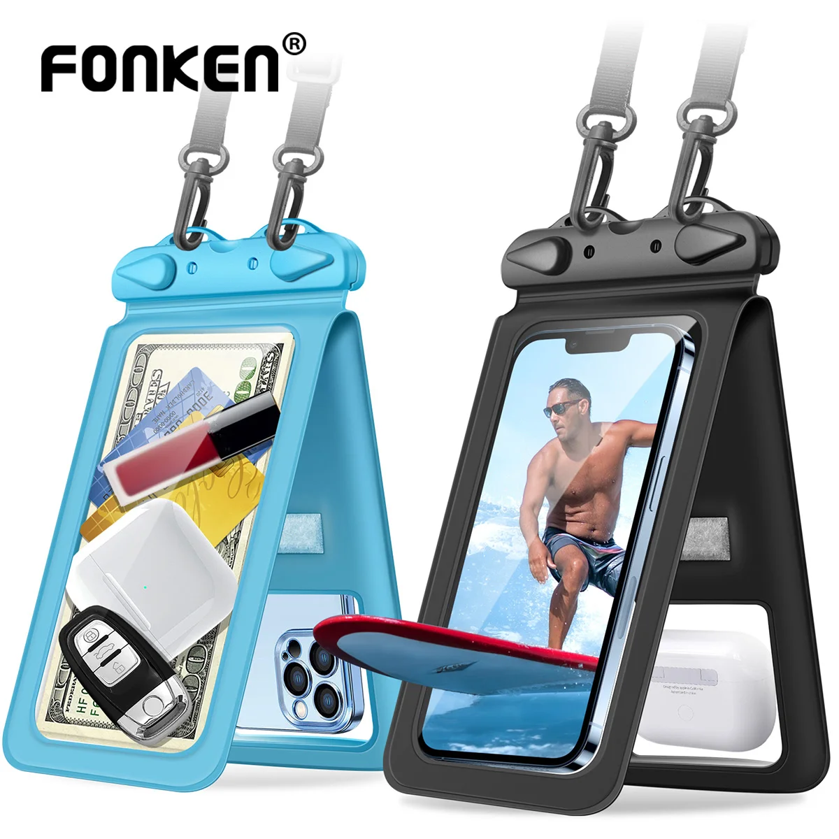 

FONKEN Waterproof Phone Case Pouch Bag Underwater Storage Clear Dry Bag Swimming Pouch for iPhone Samsung Cell Phone Case