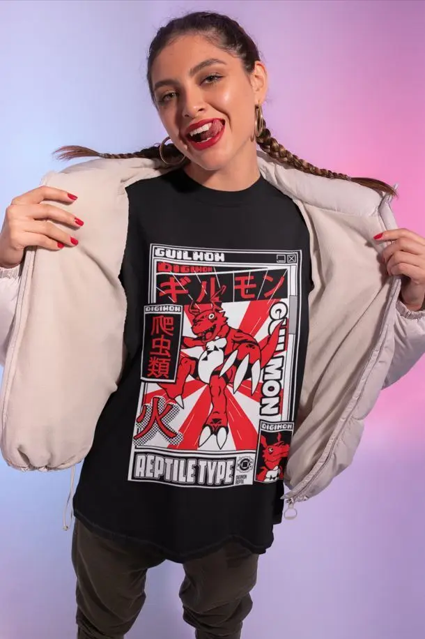 Digimon аниме рубашка Growlmon Guilmon футболка Jyarimon WarGrowlmon все