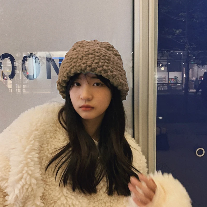 

Вязаная Шапка-бини с рисунком ананаса, Зимняя шерстяная шапка, голубая однотонная Шапка-бини, модные шапки для женщин, 2023