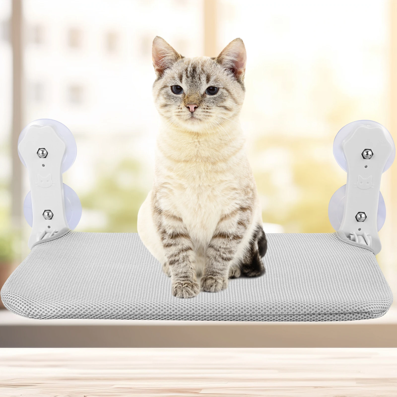 

L Cat Window Perch Foldable Cat Window Hammock with Detachable Pad 12.5-15kg Weight Capacity Cat Window Bed with Strong Suction