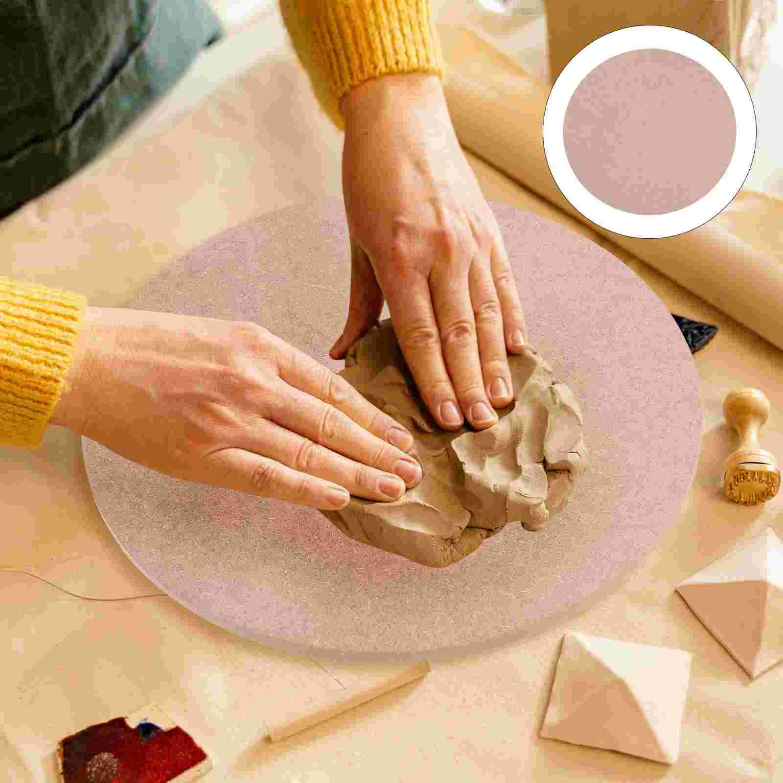 

Pottery Clay DIY Wood Plate DIY Clay Craft Wooden Base Pottery Craft Making Tool