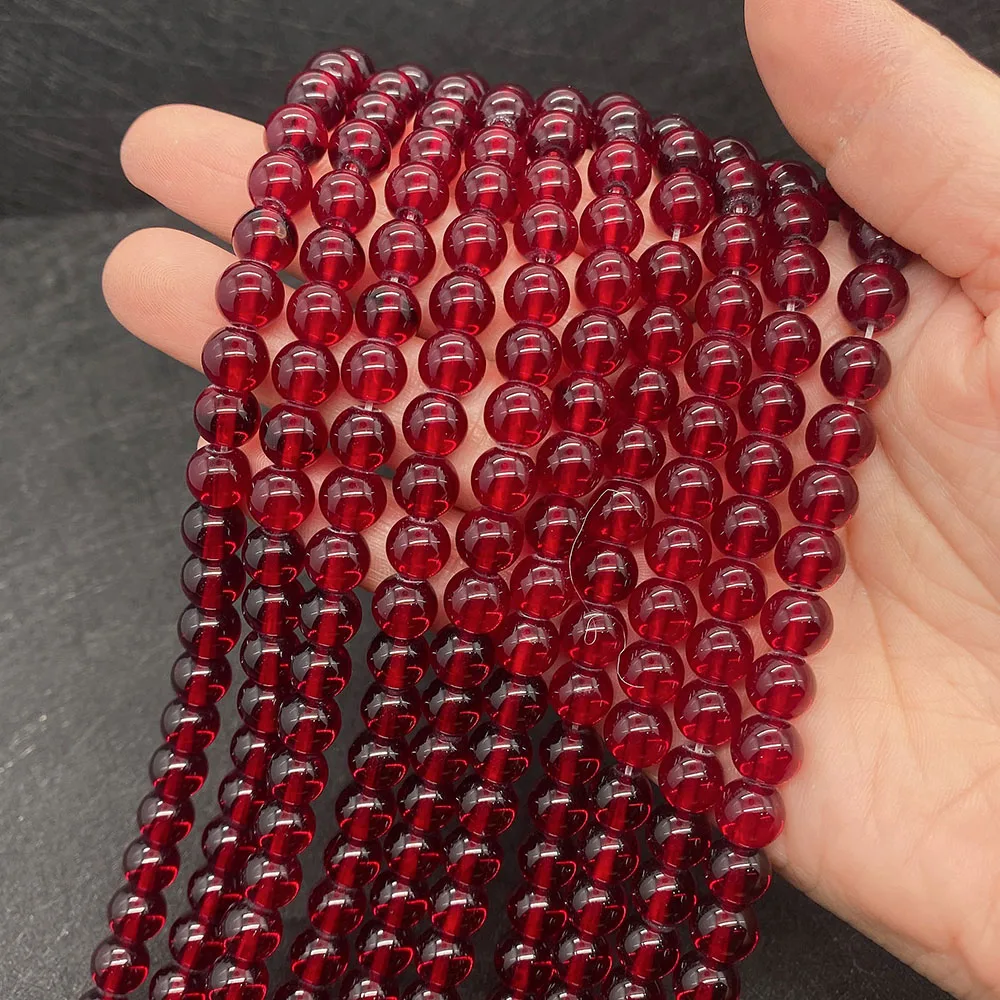 

Round Bead Shape Polished Natural Stone Garnet Quartz Beads Material Diy Beads Jewelry Making Necklace Bracelet Accessories