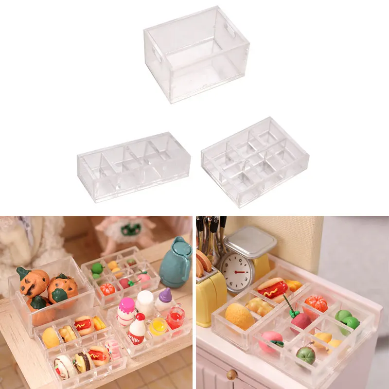 

4/6 коробка для хранения косметики, коробка для хранения ювелирных изделий, решетчатая модель, декоративная игрушка 1:12, прозрачный миниатюрн...