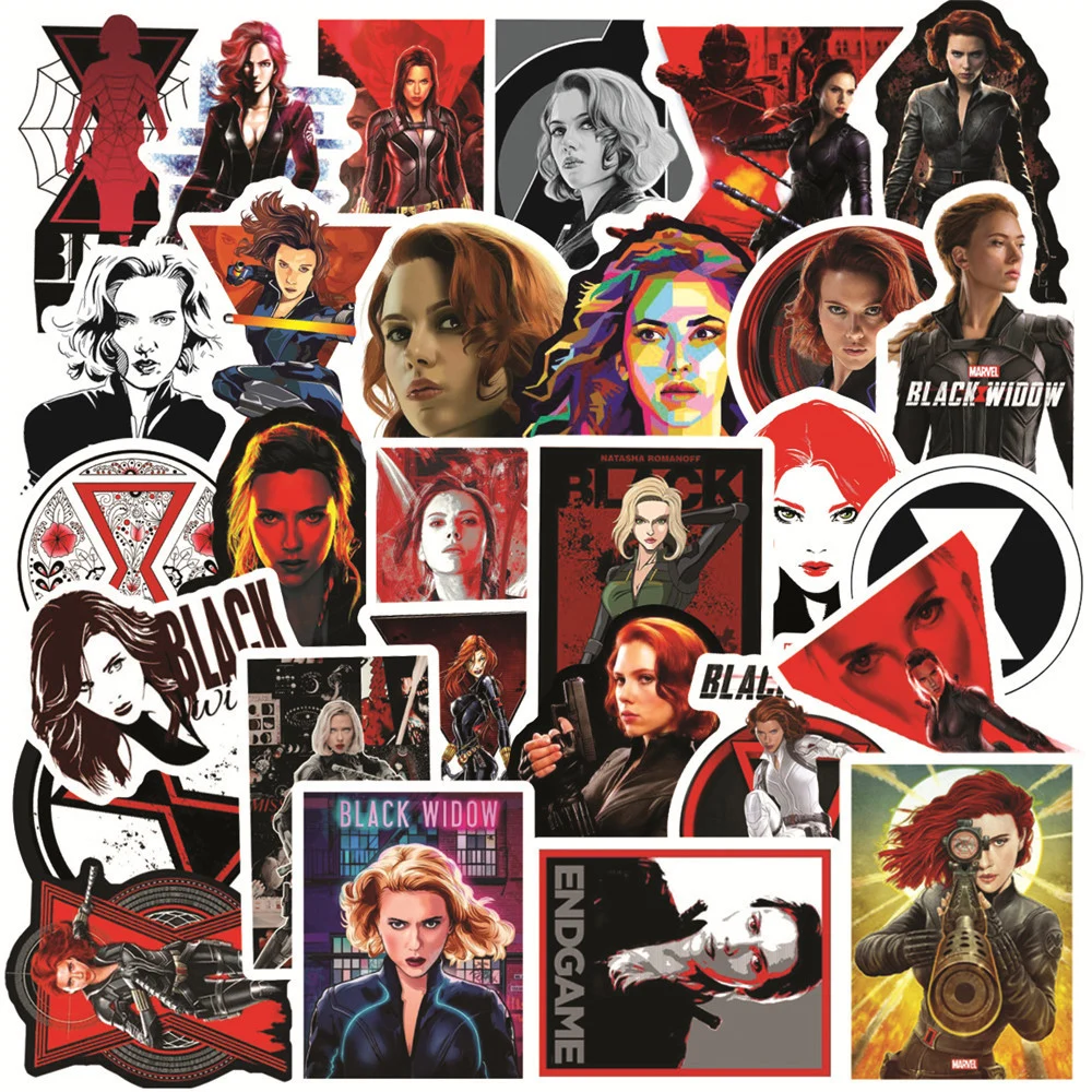 

10/30/50pcs Disney Marvel Black Widow Stickers Graffiti Decals DIY Notebook Laptop Scrapbooking Waterproof Sticker for Kids Gift