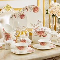 porcelain dinner ware set of dishes and bowls household bowls and plates bowl and dish combination set jingdezhen 60 head