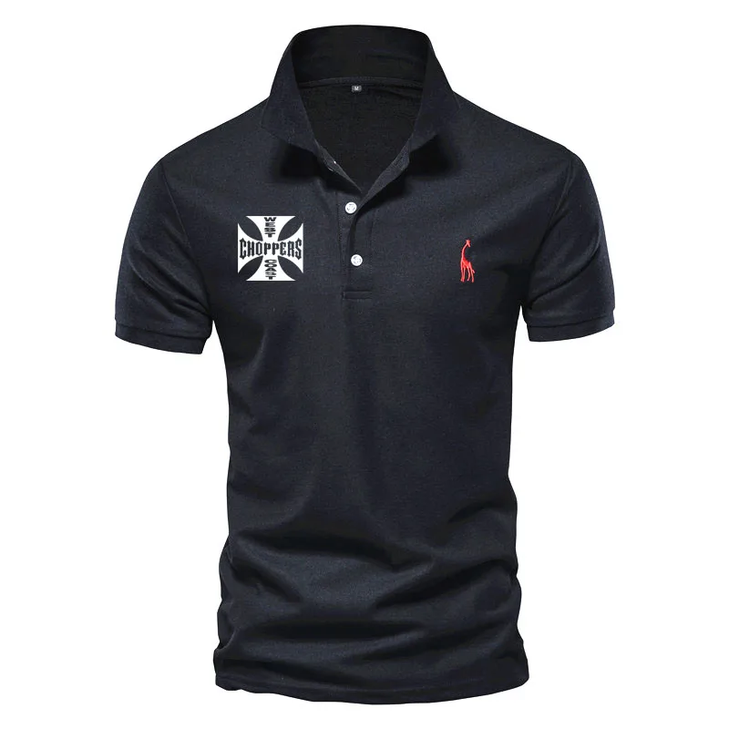 

Летняя Удобная рубашка-поло 2022, летняя футболка для отпуска с логотипом West coast, однотонная повседневная мужская одежда, мужская рубашка