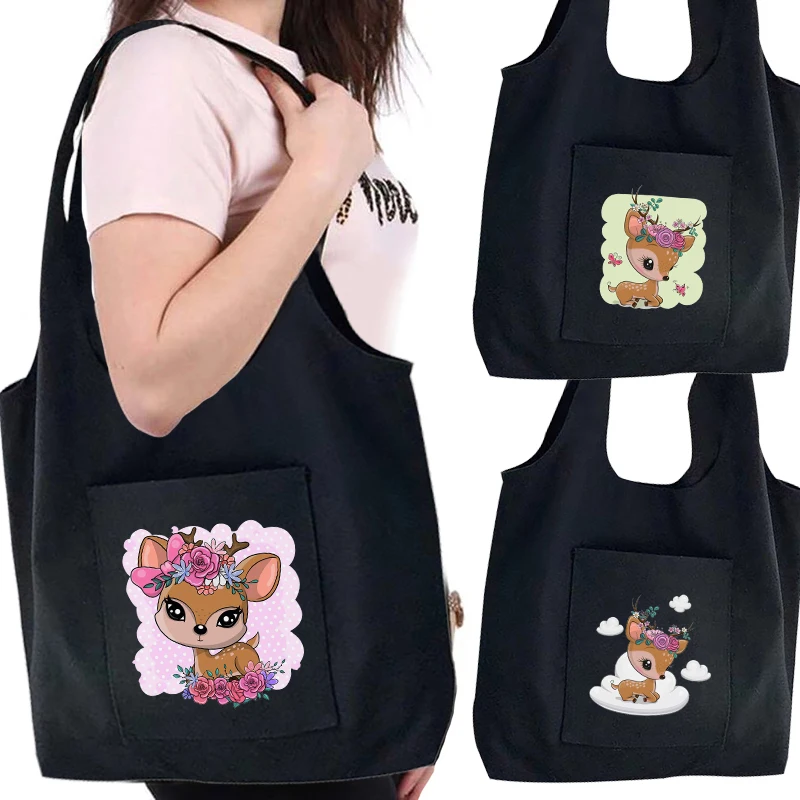 

Woman Lightweight Sika Deer Foldable Tote High Quality Handbag Large Capacity Casual Work Bag for Women Student Book Tote Bag