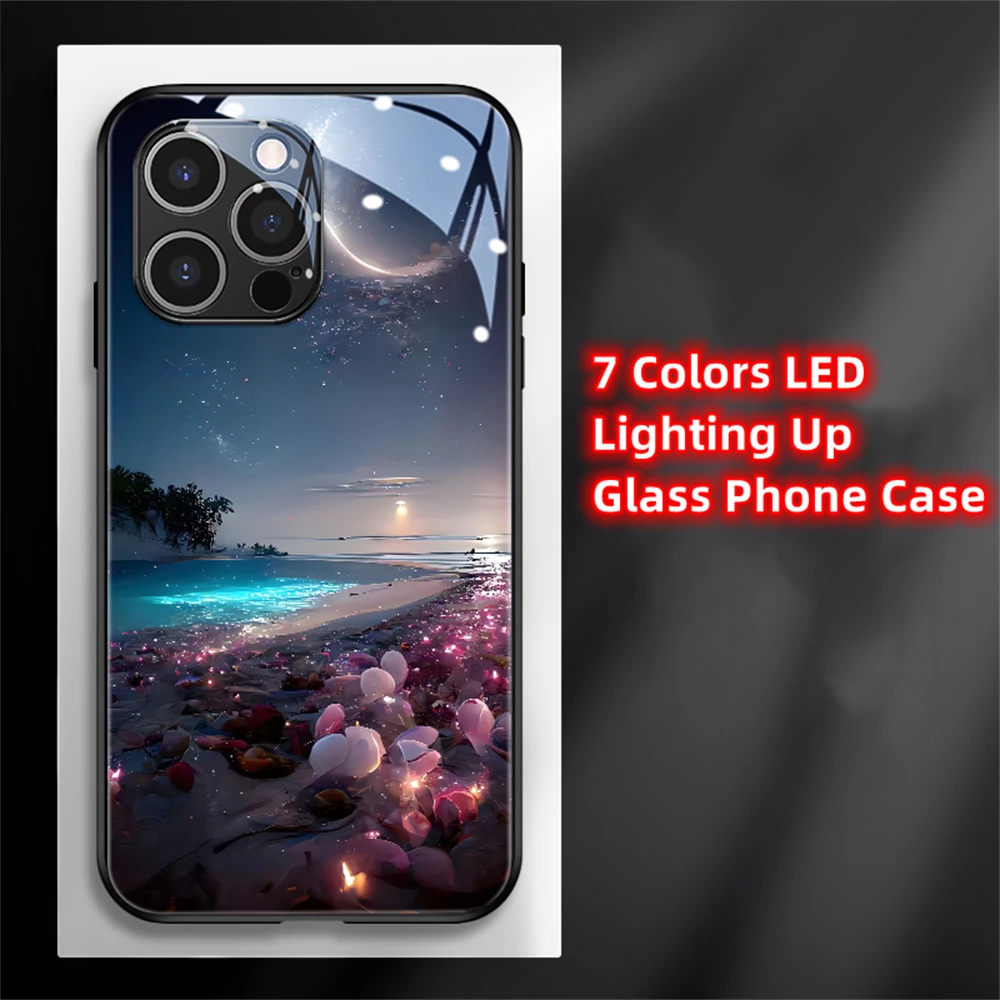 Фото Светящийся чехол Pretty Star River Beach Sound Music Control LED для iPhone Air 17 16 15 14 13 12 11 Pro Max Plus
