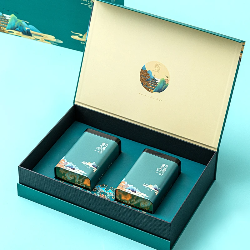 

Universal Tea Package Box Box Black and Green Tea Pu'er Biluochun Gift Box Half a Catty Package Tea Tin Gift Box Per Jin
