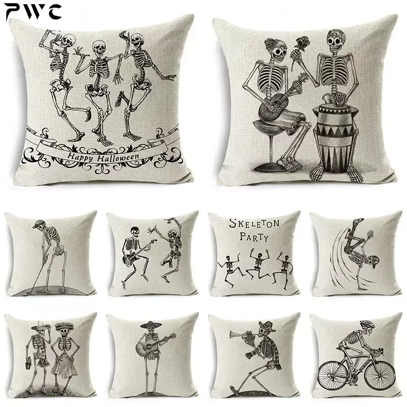 Декоративная льняная Подушка WZH в стиле Хэллоуин 45 см *