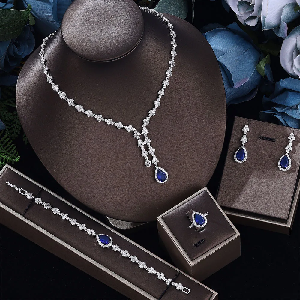 Свадебные ювелирные изделия для невесты набор из четырех частей ожерелье + браслет + кольцо + серьги 2022 Новинка CHD20617