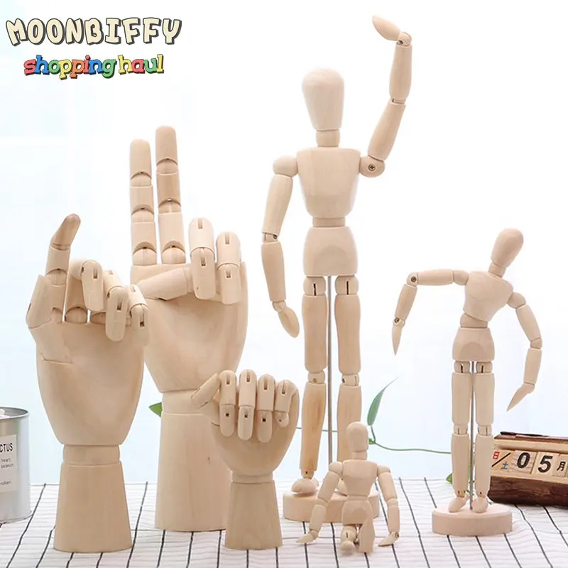 

Wooden Hand Model Hand Figurines Rotatable Joint Drawing Sketch Mannequin Miniatures Office Home Desktop Room Decoration