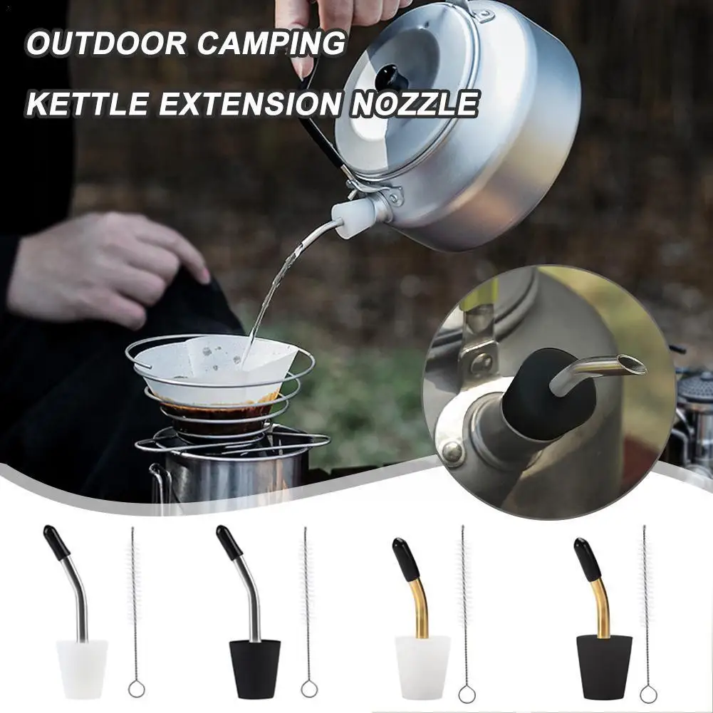 

Outdoor Camping Kettle Extension Nozzle Ultralight Water Pipe Stainless Nozzle Teapot Extension Steel Tube Water Conversion C4K6