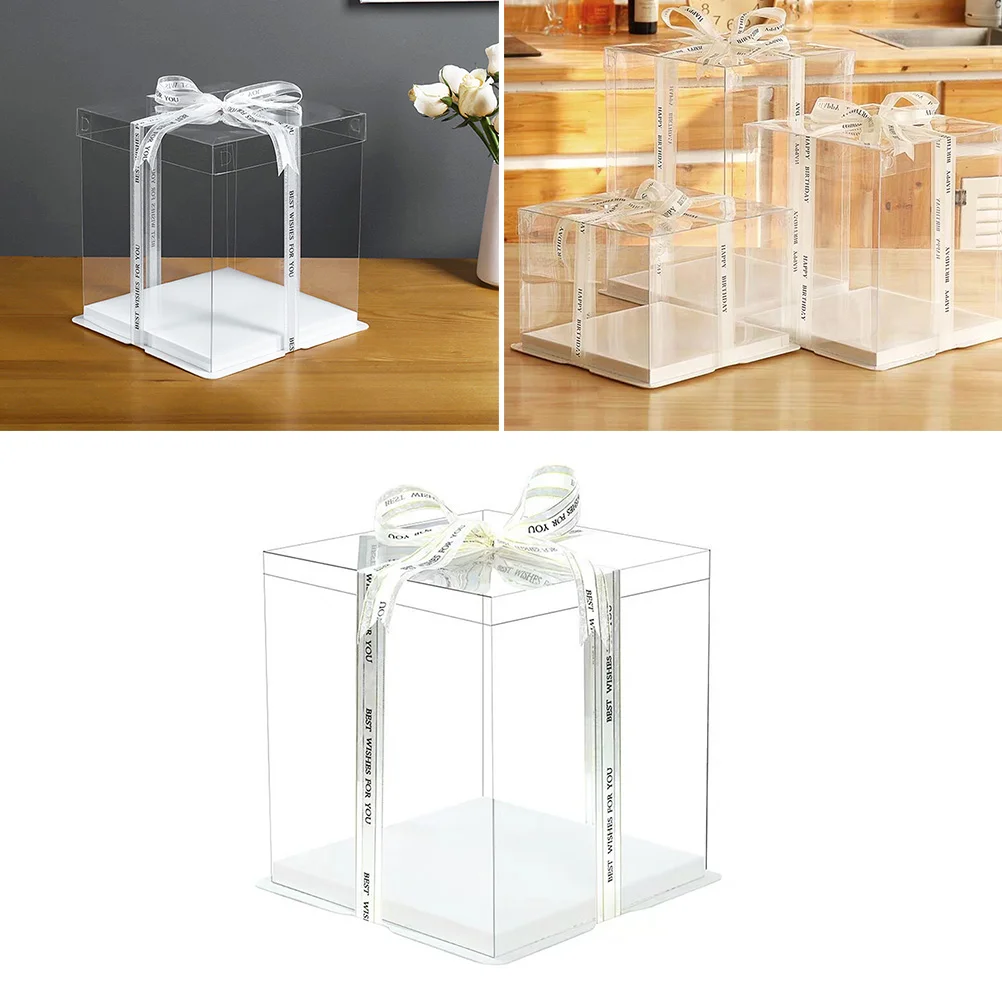 

Boxes Box Cake Clear Acrylic Gift Packaging Bakery Donut Dessert Macaron Pie Pastry Containers Storage Baking Cubes Transparent