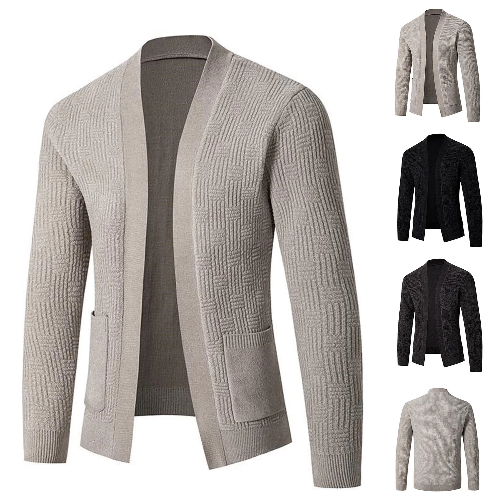 

Mens Light Sweater Jackets Casual Mens Fashion Leisure Solid Wool Knitting Versatile Stand Long Heavy Cardigan for Men Overcoat