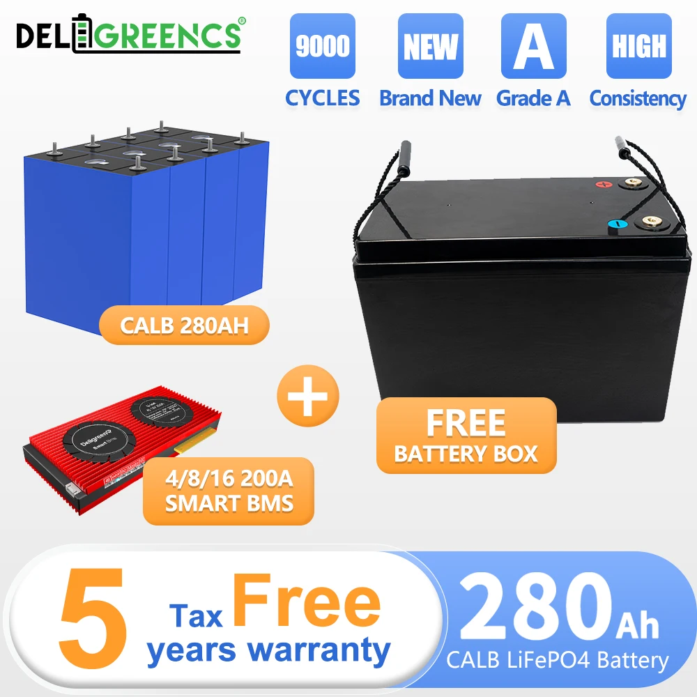 Аккумулятор Lifepo412V CALB 280AH, 9000 циклов, класс А, внешний аккумулятор с RS485 CAN BMS, свободная батарея, фосфатный Аккумулятор Lifepo4 для солнечной батареи