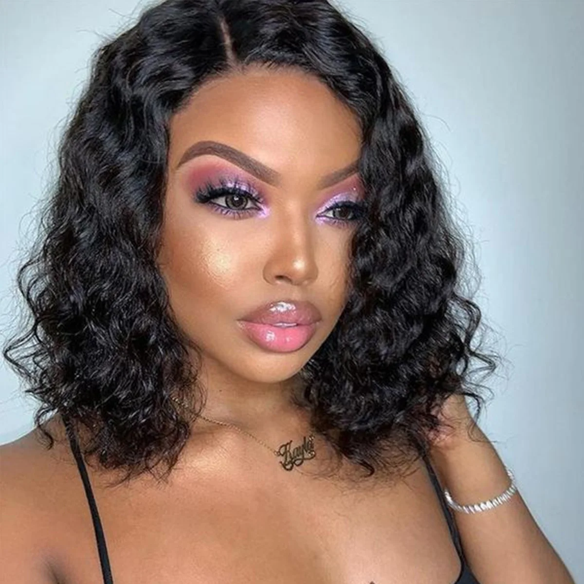 Парик из натуральных волос UNIKY среднего размера с глубокими волнами Remy и