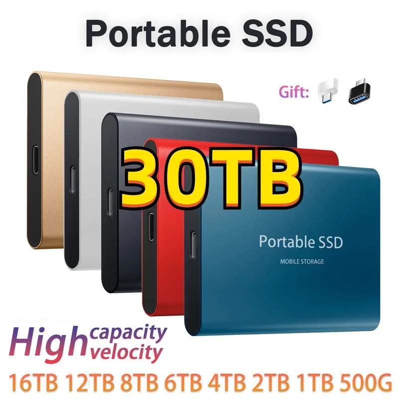 SSD محرك أقراص فلاش خارجي Type-C USB3.1 30 تيرا بايت 16 تيرا بايت 8 تيرا بايت صغيرة ضئيلة عالية السرعة نقل جهاز فلاش خارجي SSD محرك محمول 4 تيرا بايت