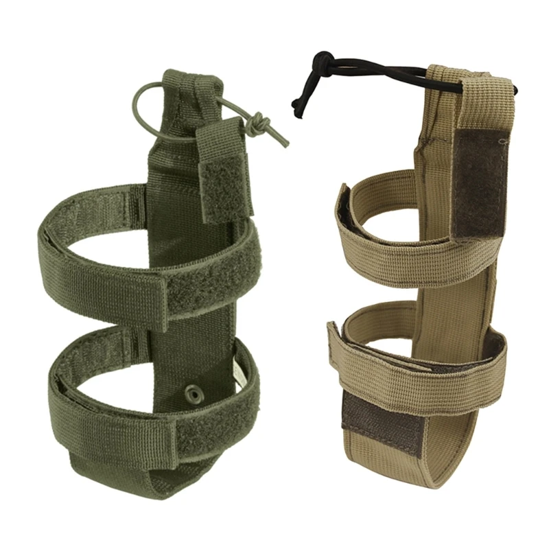 

Y1QE Adjustable Webbing Water Bottle Holder Bag Tactic Water Bottle Pouch Molle Drawstring Bottle Holder for Hiking Travel