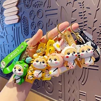 2022 cute tiger keychains backpack keychain cartoon animal dog tiger pendant women bag car keyfob decoration gift