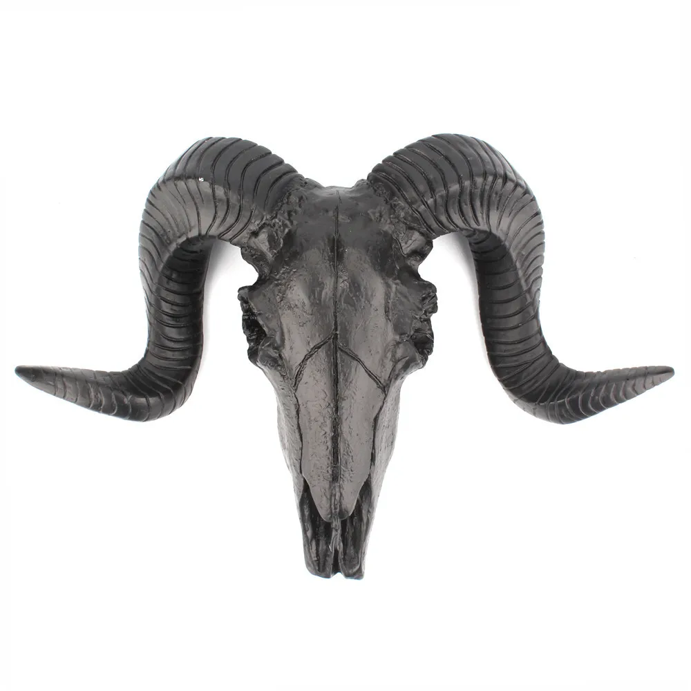 

Настенная 3D скульптура черепа, рога, головы овцы, Скелет из смолы, поддельные фигурки, Декор для дома и офиса, подарок, череп с животными