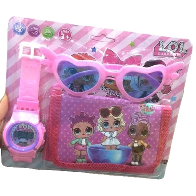 

LOL Surprise Dolls 3in1 Sunglasses Digital Watch Wallet Toys Set Cartoon Anime Figures Lol Quartz Watch Toys for Girls Gifts