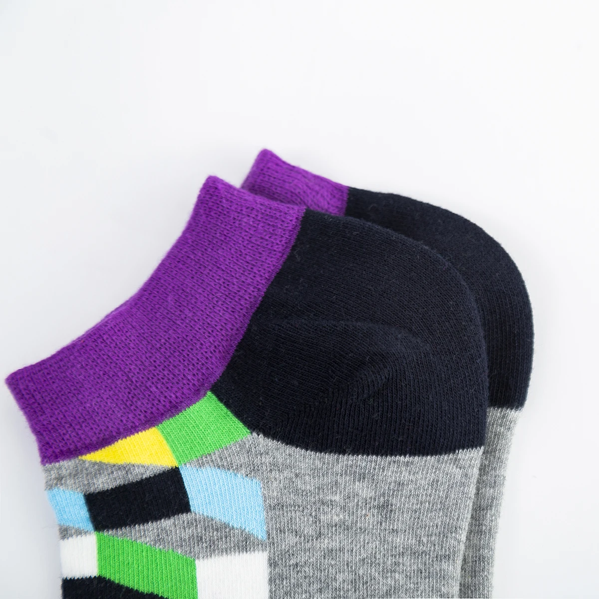 New Style Fashion Colorfull Cotton Socks Grid Design Boat Socks Spring and Summer Short Socks Geometric Lattice Cotton Socks