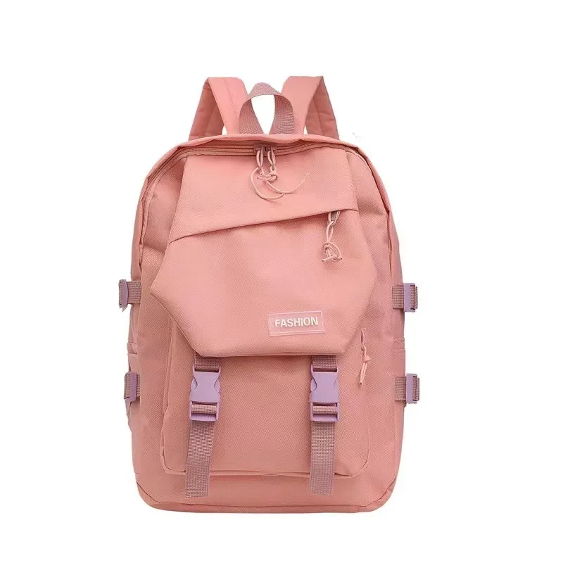 

Korean Style Nylon Backpack Large Capacity Travel Bag for Junior High School Students Preppy Style Campus Solid Color Men's And