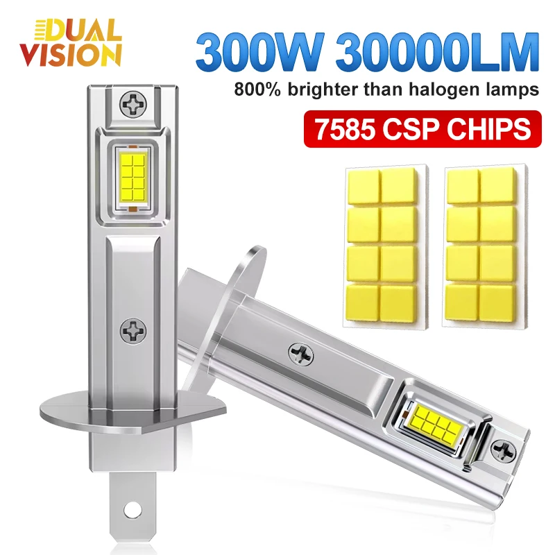 

Мини-светодиодные Лампы H1 Для Фар, 300 Вт, 30000 Лм, CSP, 12 В, 6000K, Универсальные