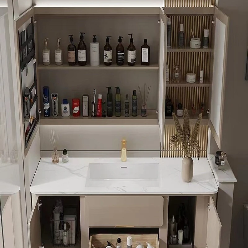 Легкий роскошный рок-шкаф для ванной комнаты скандинавский бесшовный