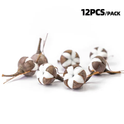 Искусственные цветы капук, хлопок, 12 шт.