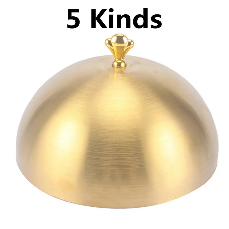

high grade Stainless steel plate cover round gold steak lid western style food no magnet pan lid Korean barbecue BBQ pot cover