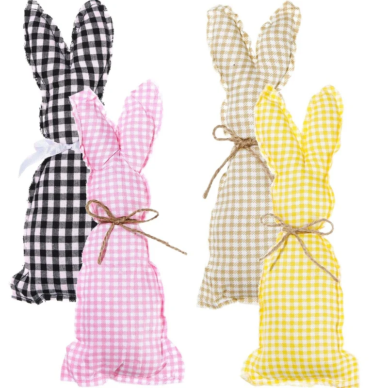 

4Pcs Easter Cloth Rabbit Ornament Fabric Ornaments for Easter Home Party Table Decoration Kids Crafts Supplies