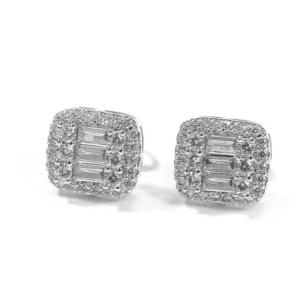 

2022 New Arrive 8x10mm Baguette Earrings Micro Paved Iced Out Zircon Gold Silver Color Fashion Charm Jewelry Gift For Women