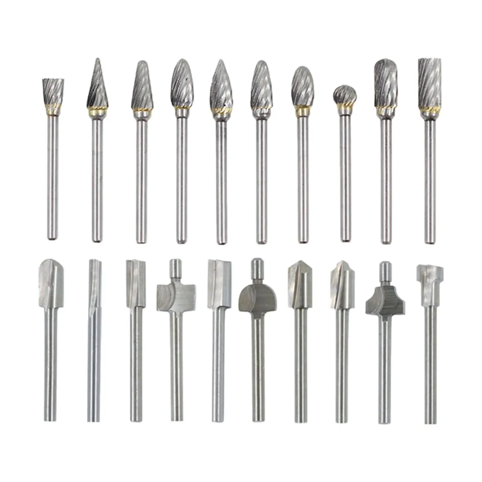 

20x Rotary Drill Set, Metal Grinding Cutting Burr Bit for Woodworking Glass