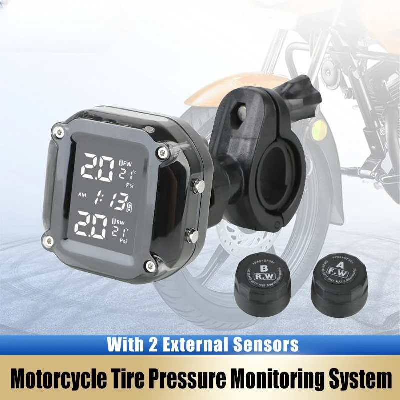 

Система контроля давления в шинах мотоцикла TPMS с 2 внешними датчиками, ЖК-дисплей