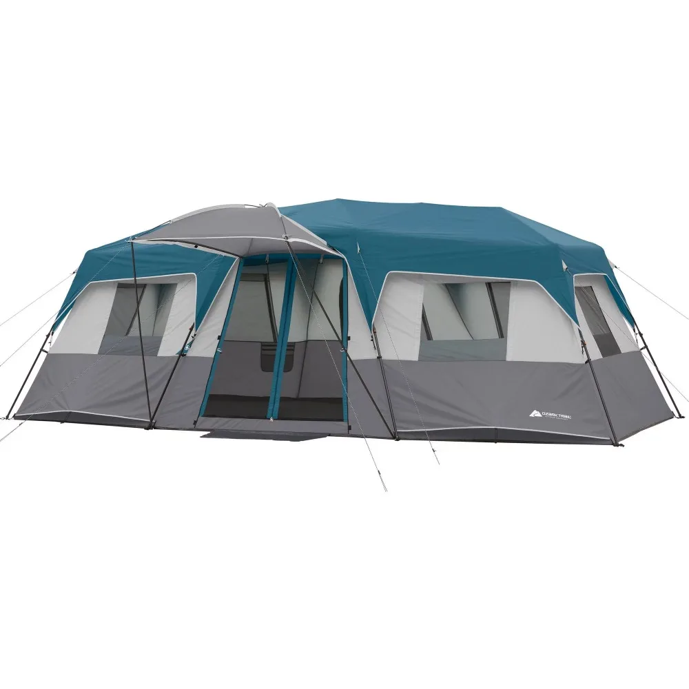 

20' X 10' Instant Cabin Tent in Gray and Teal Sleeps 12 Waterproof Camping Tent Tents for Camping With Free Shipping Travel