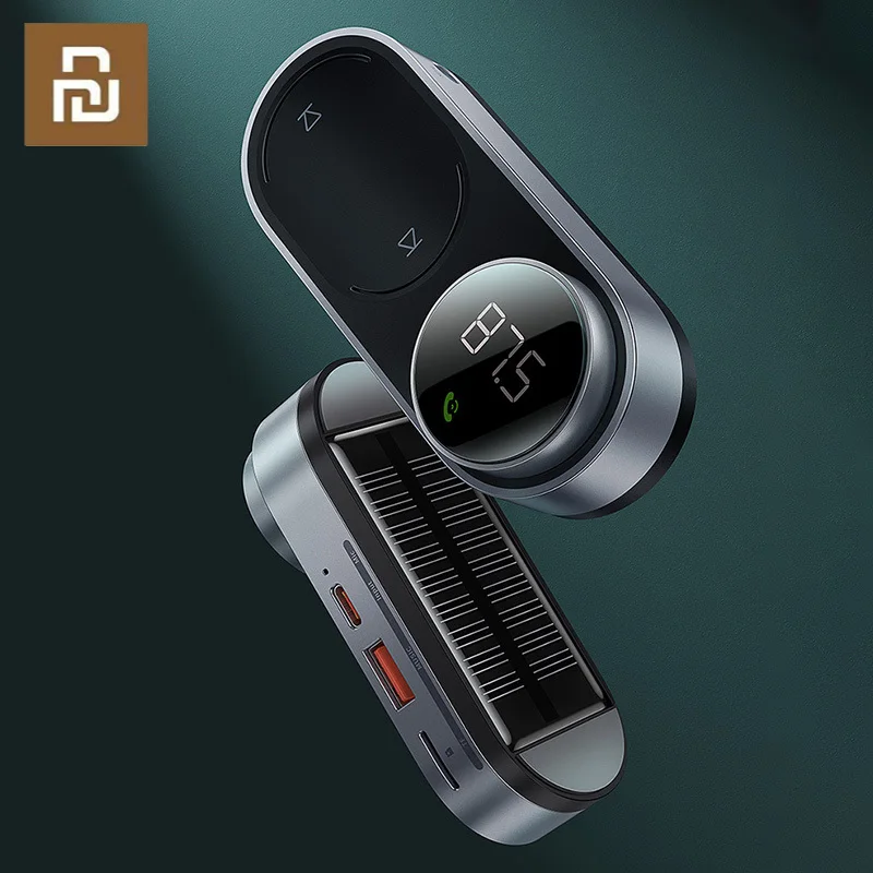 

Youpin Baseus Solar Car FM Transmitter Modulator Bluetooth 5.0 Wireless MP3 Player Magnetic USB Car Charger AUX Audio Car Kit