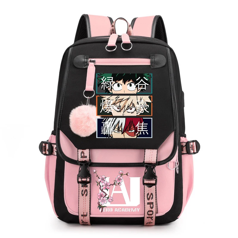

Anime My Hero Academia Schoolbag Todoroki Bakugou Deku Cartoon Backpack School Boys Girls Usb Bagpack Teenager Travel Rucksack