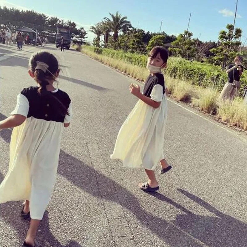 

Весеннее новое платье для девочек HAYANA 2022, кружевное платье с воротником, цельное корейское Повседневное платье с длинным рукавом для девоче...