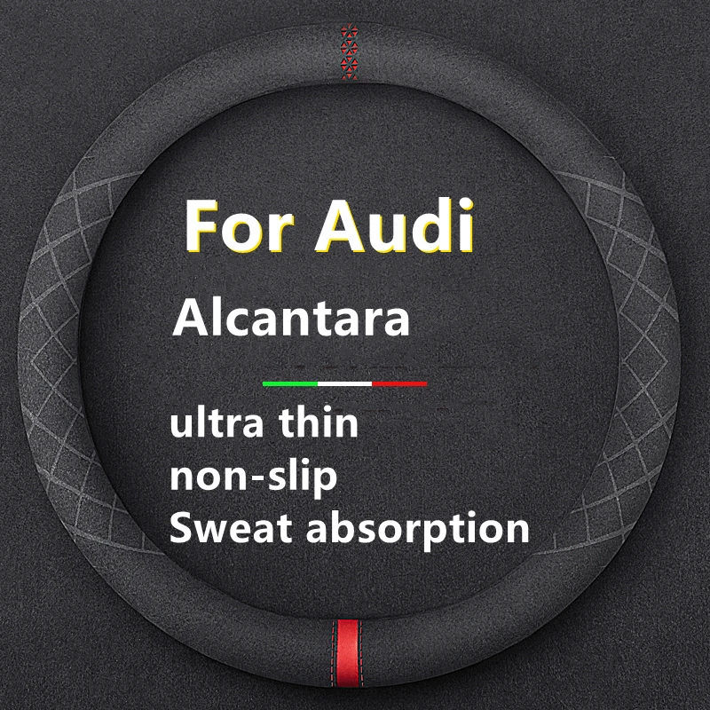 

Suede Leather Sport Car Steering Wheel Cover Non-slip Steering Wheel For Audi A1 8X A2 A3 A4 A5 A6 Steering Wheel Case
