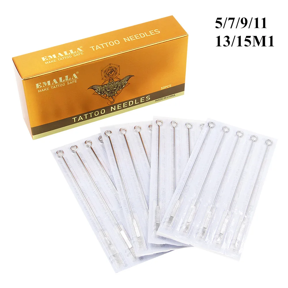 

50PCS M1 Sterilized Tattoo Needles 0.35MM Single Magnum Tattoo Needle For Coil Tattoo Machine Tattoo Tips