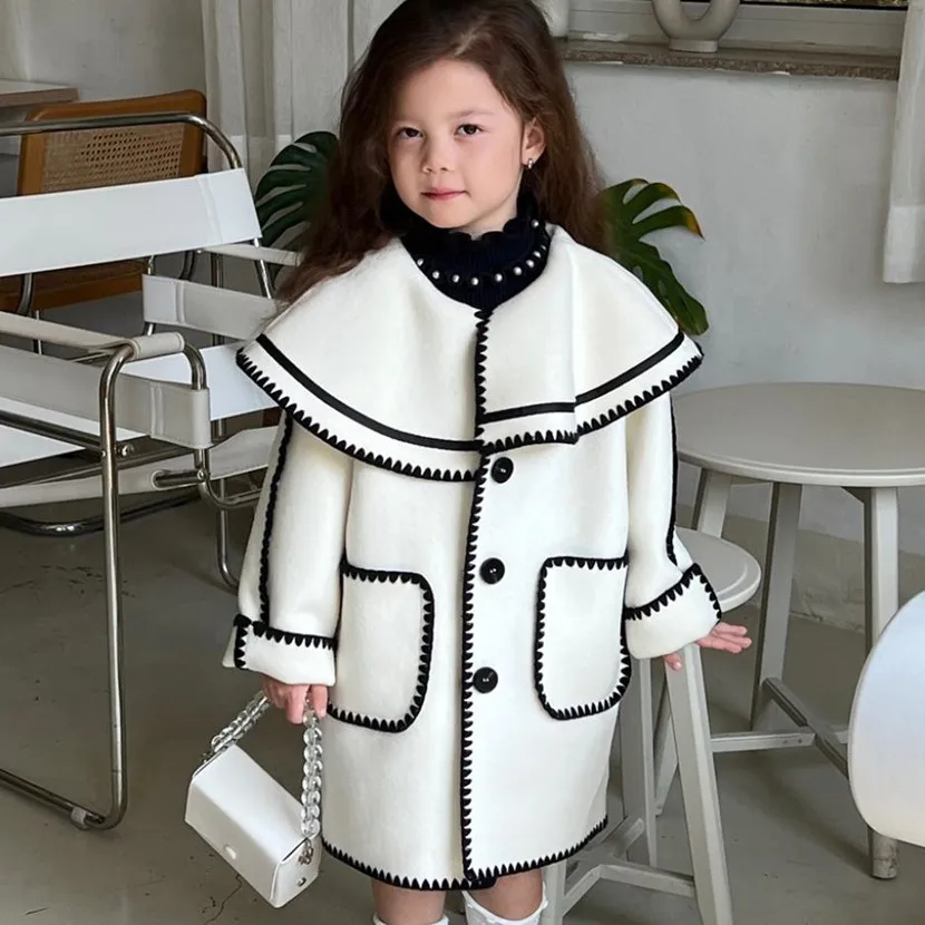 

2022 Winter New Children High-End Double-Sided Woolen Coat Thicker Warm Cashmere Windbreaker Jackets For Girls Christmas L1830