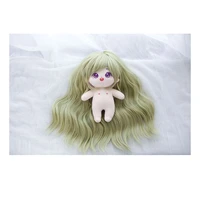 aicker bjd doll synthetic wig kpop 20cm cotton doll hair long curly straight dark blond hair replacement heat resistant fiber